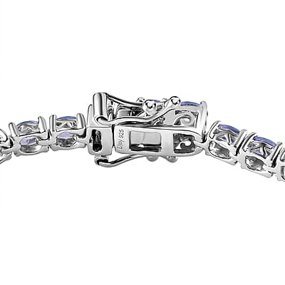 Tanzanite 6.50 ctw Tennis Bracelet in Platinum Over Sterling Silver (7.25 In)