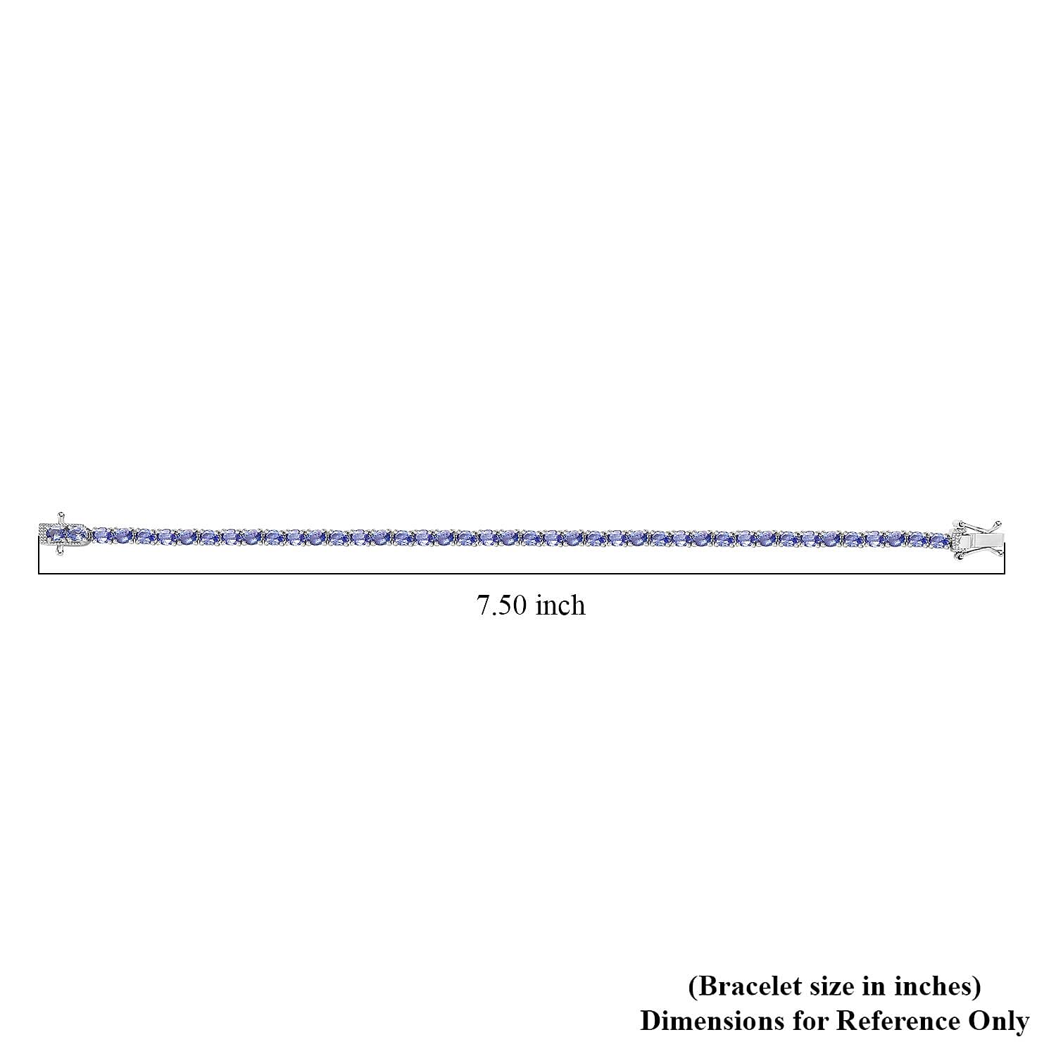Tanzanite 6.50 ctw Tennis Bracelet in Platinum Over Sterling Silver (7.25 In)