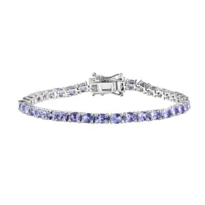 Tanzanite 5.75 ctw Tennis Bracelet in Platinum Over Sterling Silver (6.50 In)