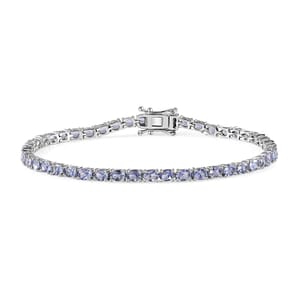 Tanzanite 7.10 ctw Tennis Bracelet in Platinum Over Sterling Silver (8.00 In)