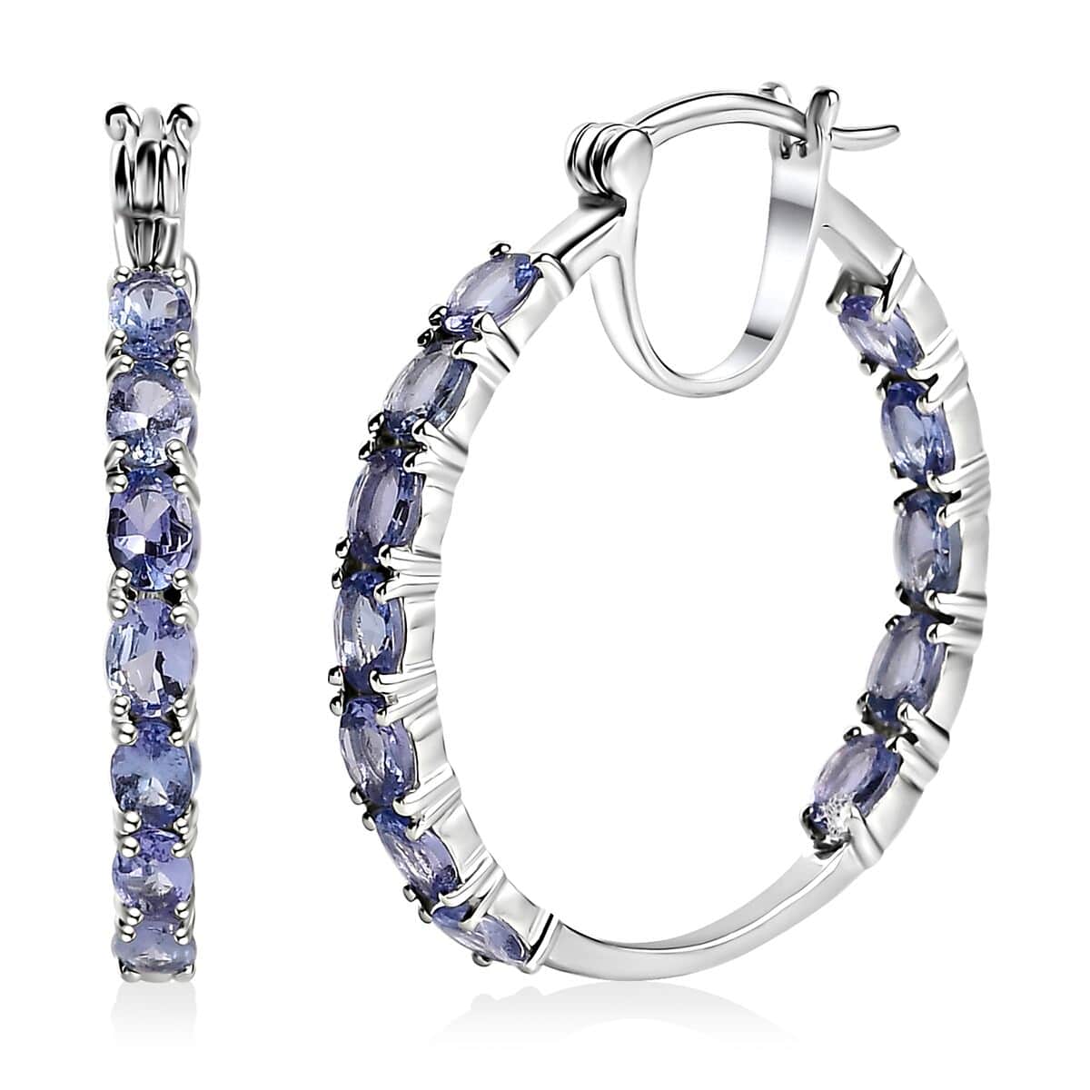 Tanzanite Inside Out Hoop Earrings in Platinum Over Sterling Silver 4.00 ctw image number 0