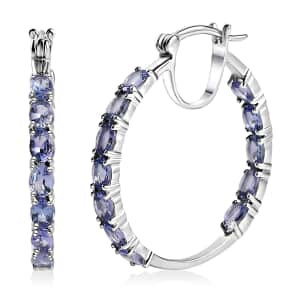 Tanzanite Inside Out Hoop Earrings in Platinum Over Sterling Silver 4.00 ctw (Del. in 8-10 Days)