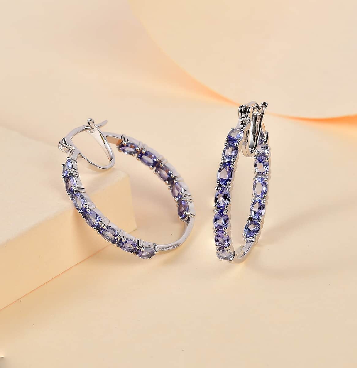 Tanzanite Inside Out Hoop Earrings in Platinum Over Sterling Silver 4.00 ctw image number 1