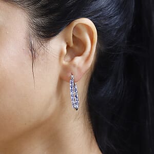 D'Joy Tanzanite Inside Out Hoop Earrings in Platinum Over Sterling Silver 4.00 ctw