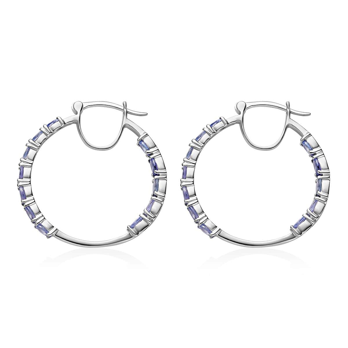 Tanzanite Inside Out Hoop Earrings in Platinum Over Sterling Silver 4.00 ctw image number 3