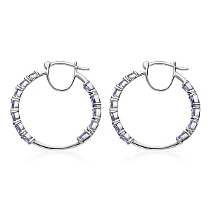 D'Joy Tanzanite Inside Out Hoop Earrings in Platinum Over Sterling Silver 4.00 ctw