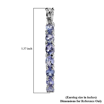 D'Joy Tanzanite Inside Out Hoop Earrings in Platinum Over Sterling Silver 4.00 ctw