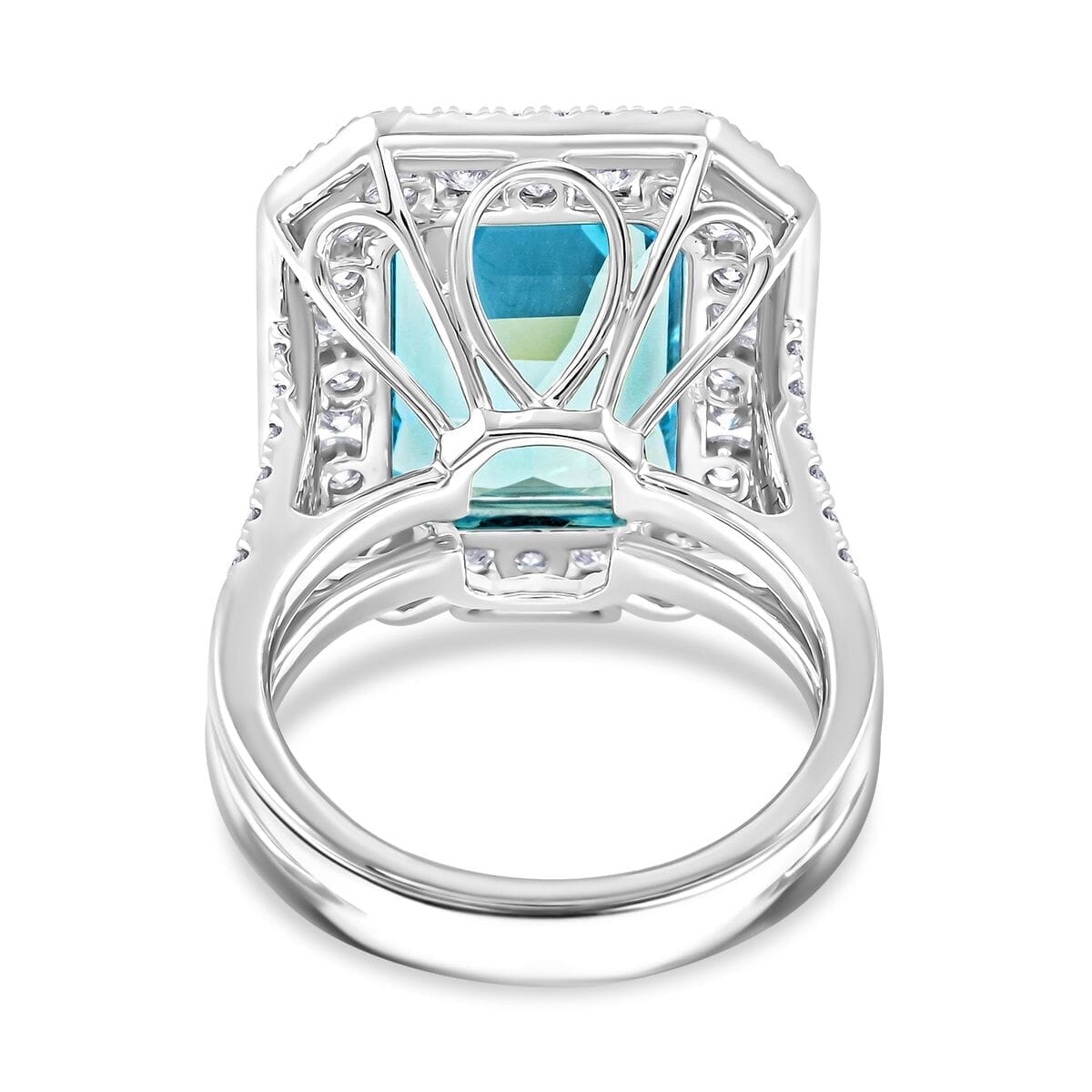 Certified & Appraised Chairman’s Signature Collection Rhapsody 950 Platinum AAAA Santa Maria Aquamarine and E-F VS Diamond Ring (Size 10.0) 15 Grams 11.60 ctw image number 4