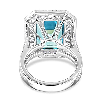 Certified & Appraised Chairman’s Signature Collection Rhapsody 950 Platinum AAAA Santa Maria Aquamarine and E-F VS Diamond Ring (Size 10.0) 15 Grams 11.60 ctw