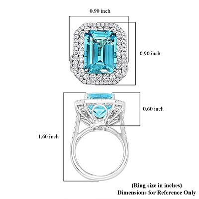 Certified & Appraised Chairman’s Signature Collection Rhapsody 950 Platinum AAAA Santa Maria Aquamarine and E-F VS Diamond Ring (Size 10.0) 15 Grams 11.60 ctw