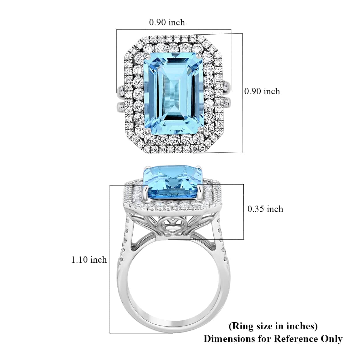 Chairman Vault Collection Certified & Appraised Rhapsody 950 Platinum AAAA Santa Maria Aquamarine and E-F VS Diamond Ring (Size 7.0) 15 Grams 11.60 ctw image number 4