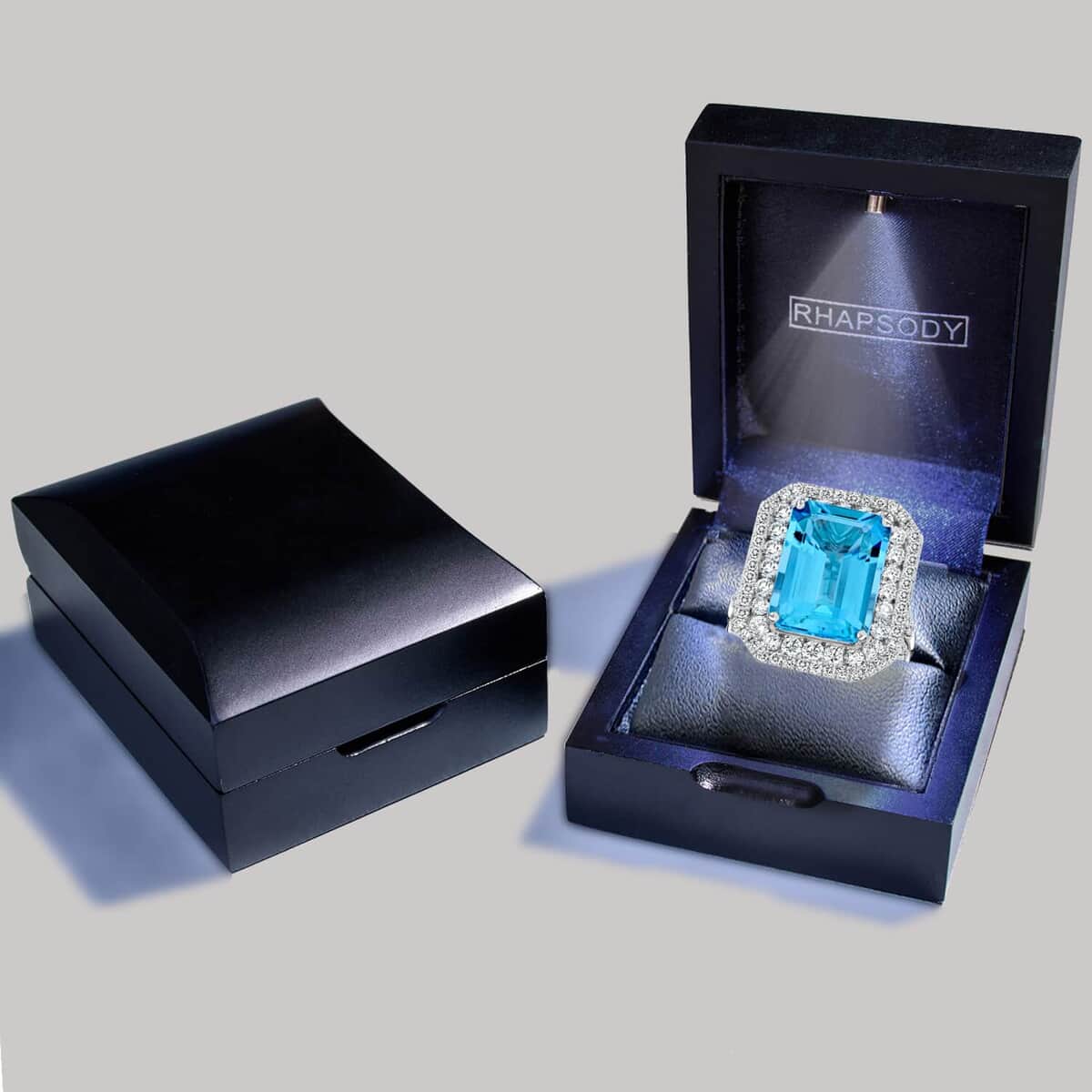 Chairman Vault Collection Certified & Appraised Rhapsody 950 Platinum AAAA Santa Maria Aquamarine and E-F VS Diamond Ring (Size 7.0) 15 Grams 11.60 ctw image number 5