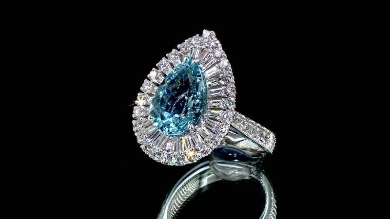 Chairman Vault Collection Certified & Appraised Rhapsody 950 Platinum AAAA Santa Maria Aquamarine and Diamond E-F VS Ring (Size 7.0) 14.62 Grams 7.00 ctw