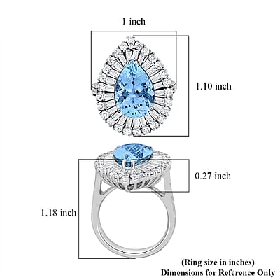 Chairman Vault Collection Certified & Appraised Rhapsody 950 Platinum AAAA Santa Maria Aquamarine and Diamond E-F VS Ring (Size 7.0) 14.62 Grams 7.00 ctw