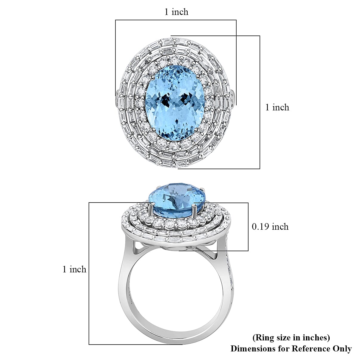 Chairman Vault Collection Certified & Appraised Rhapsody 950 Platinum AAAA Santa Maria Aquamarine and E-F VS Diamond Ring (Size 7.0) 12.48 Grams 7.70 ctw
