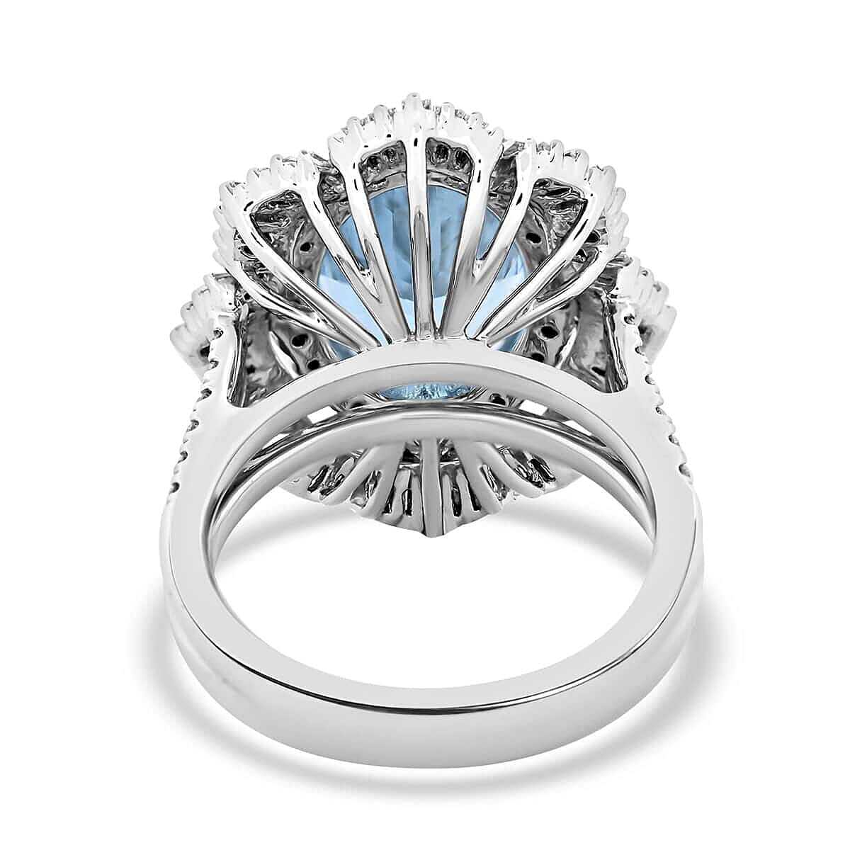Chairman Vault Collection Certified & Appraised Rhapsody 950 Platinum AAAA Santa Maria Aquamarine and E-F VS Diamond Ring (Size 7.0) 14.78 Grams 7.10 ctw