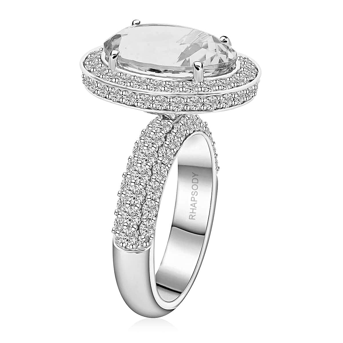 Chairman Vault Collection Certified & Appraised Rhapsody 950 Platinum AAAA Santa Maria Aquamarine and E-F VS Diamond Ring (Size 7.0) 11.51 Grams 7.90 ctw