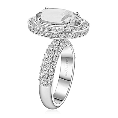 Chairman Vault Collection Certified & Appraised Rhapsody 950 Platinum AAAA Santa Maria Aquamarine and E-F VS Diamond Ring (Size 7.0) 11.51 Grams 7.90 ctw