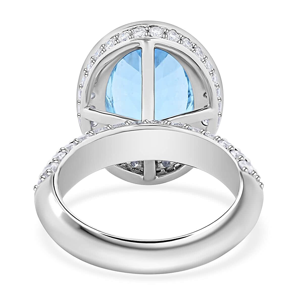 Chairman Vault Collection Certified & Appraised Rhapsody 950 Platinum AAAA Santa Maria Aquamarine and E-F VS Diamond Ring (Size 7.0) 11.51 Grams 7.90 ctw