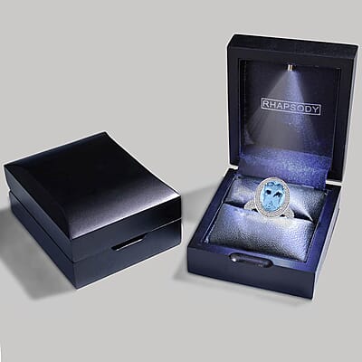 Chairman Vault Collection Certified & Appraised Rhapsody 950 Platinum AAAA Santa Maria Aquamarine and E-F VS Diamond Ring (Size 7.0) 11.51 Grams 7.90 ctw