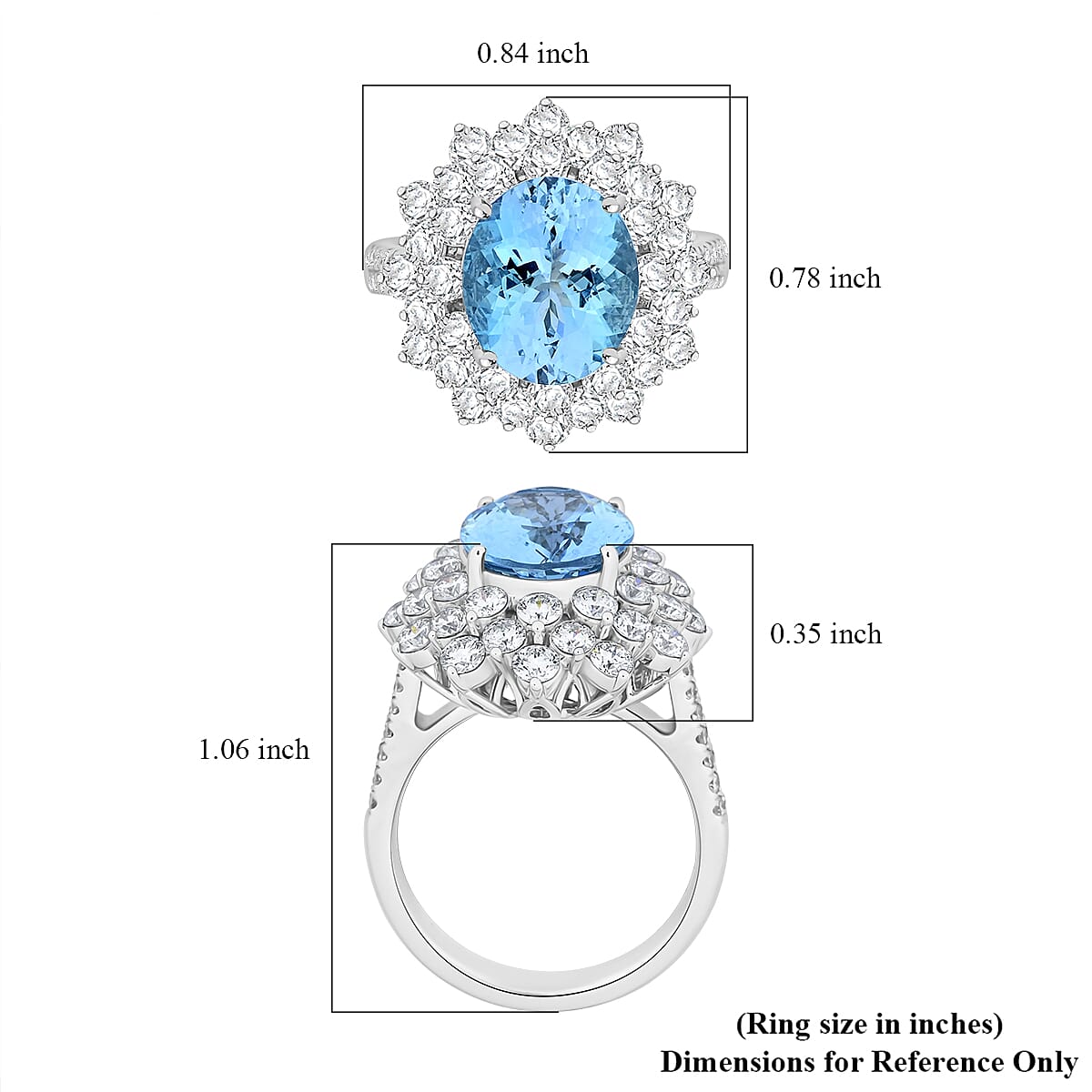 Chairman Vault Collection Certified & Appraised Rhapsody 950 Platinum AAAA Santa Maria Aquamarine and E-F VS Diamond Floral Ring (Size 7.0) 12.58 Grams 6.75 ctw