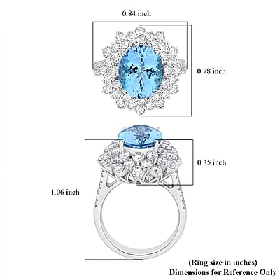 Chairman Vault Collection Certified & Appraised Rhapsody 950 Platinum AAAA Santa Maria Aquamarine and E-F VS Diamond Floral Ring (Size 7.0) 12.58 Grams 6.75 ctw