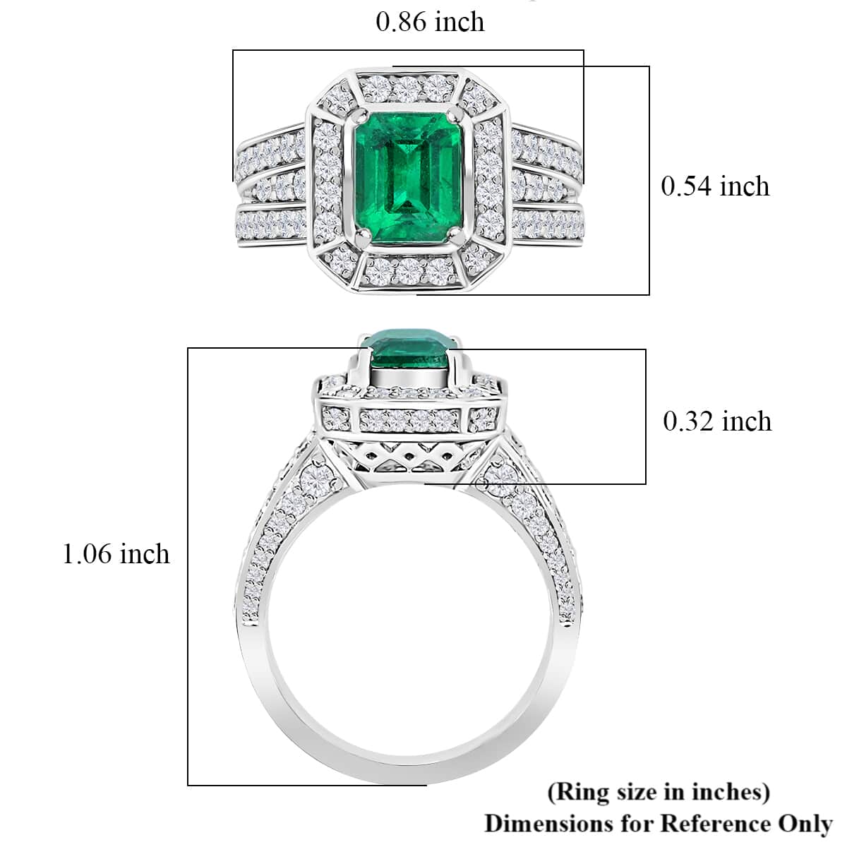 Chairman Vault Collection Certified & Appraised Rhapsody 950 Platinum AAAA Kagem Zambian Emerald and E-F VS Diamond Ring (Size 7.0) 15.77 Grams 3.25 ctw image number 3