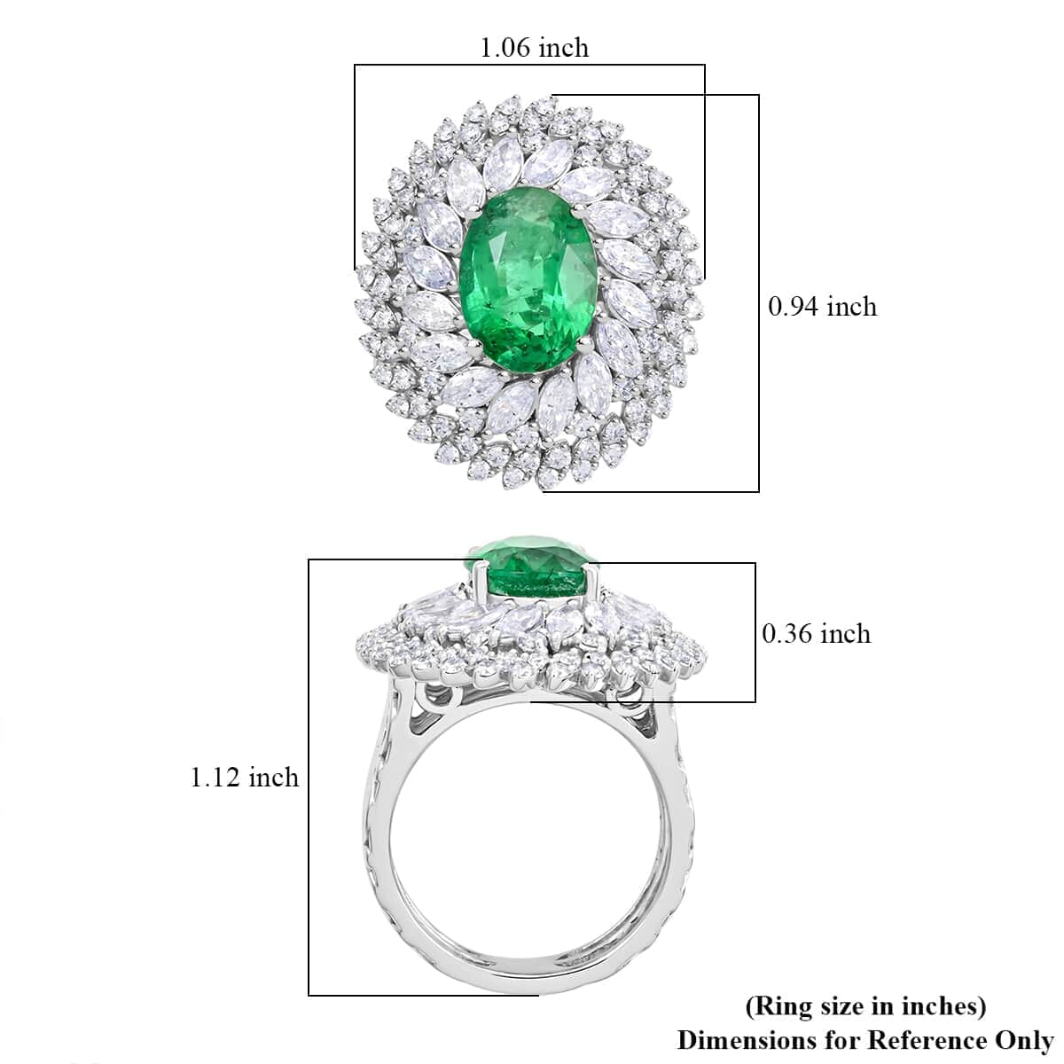 Chairman Vault Collection Certified & Appraised Rhapsody 950 Platinum AAAA Kagem Zambian Emerald and E-F VS Diamond Ring (Size 7.0) 15.80 Grams 5.45 ctw image number 4