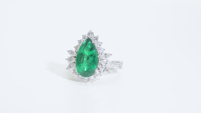 Certified & Appraised Chairman’s Signature Collection Rhapsody 950 Platinum AAAA Kegam Zambian Emerald and E-F VS Diamond Ring (Size 7.0) 10.41 Grams 5.26 ctw