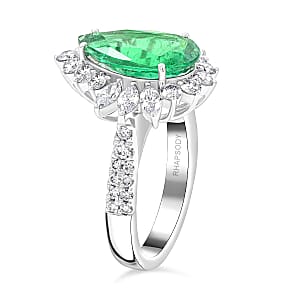 Chairman Vault Collection Certified & Appraised Rhapsody 950 Platinum AAAA Kagem Zambian Emerald and E-F VS Diamond Ring (Size 7.0) 10.41 Grams 5.26 ctw