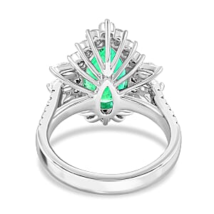 Chairman Vault Collection Certified & Appraised Rhapsody 950 Platinum AAAA Kagem Zambian Emerald and E-F VS Diamond Ring (Size 7.0) 10.41 Grams 5.26 ctw