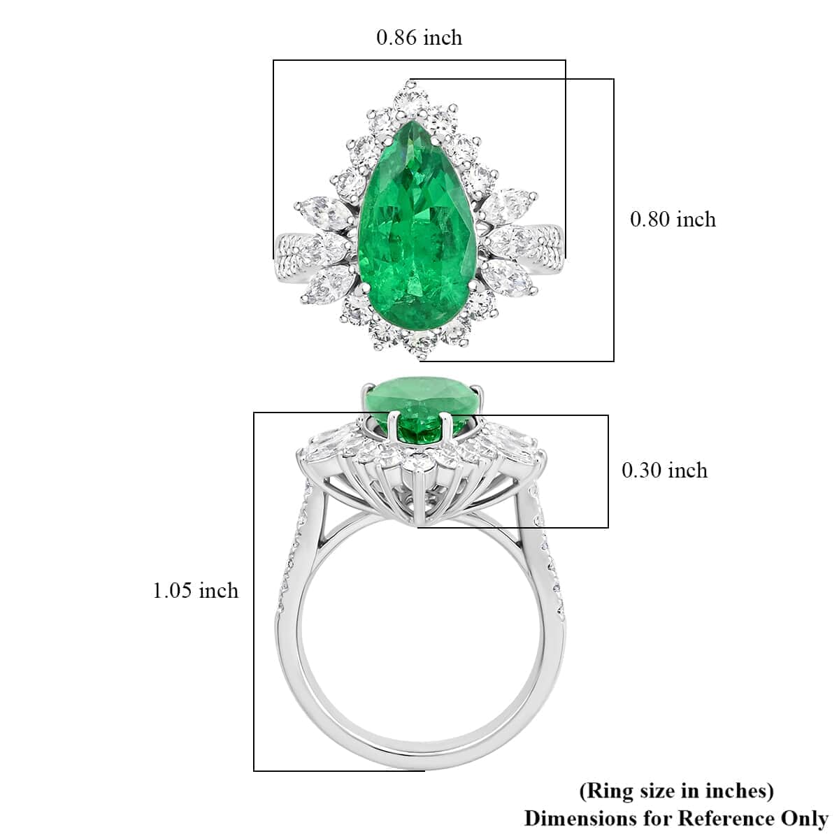 Chairman Vault Collection Certified & Appraised Rhapsody 950 Platinum AAAA Kegam Zambian Emerald and E-F VS Diamond Ring (Size 7.0) 10.41 Grams 5.26 ctw image number 4