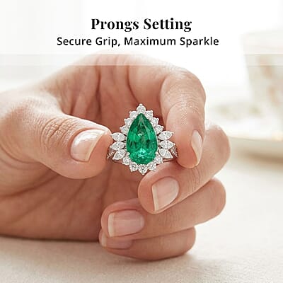 Chairman Vault Collection Certified & Appraised Rhapsody 950 Platinum AAAA Kagem Zambian Emerald and E-F VS Diamond Ring (Size 7.0) 10.41 Grams 5.26 ctw