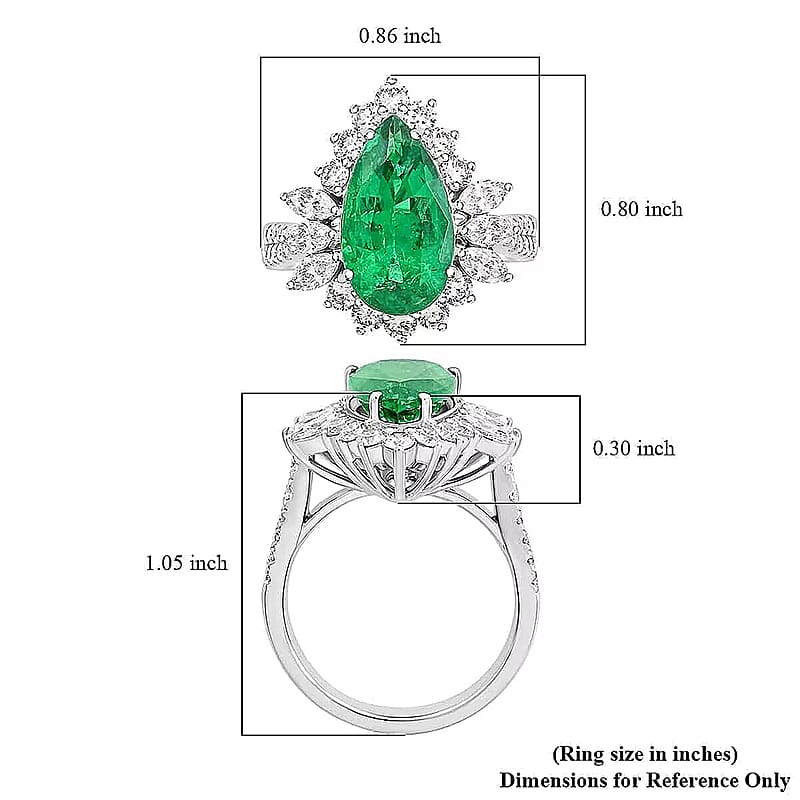 Chairman Vault Collection Certified & Appraised Rhapsody 950 Platinum AAAA Kagem Zambian Emerald and E-F VS Diamond Ring (Size 7.0) 10.41 Grams 5.26 ctw