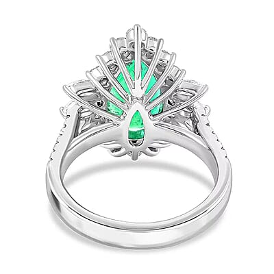 Chairman Vault Collection Certified & Appraised Rhapsody 950 Platinum AAAA Kagem Zambian Emerald and E-F VS Diamond Ring (Size 7.0) 10.41 Grams 5.26 ctw