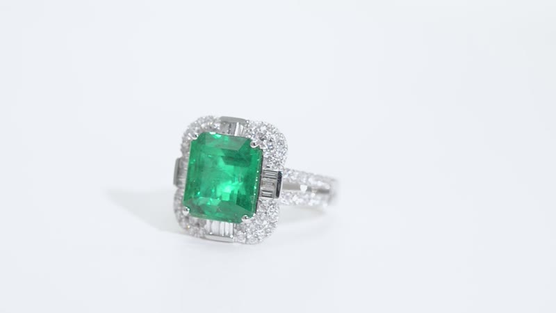 Certified & Appraised Chairman’s Signature Collection Rhapsody 950 Platinum AAAA Ethiopian Emerald and E-F VS Diamond Ring (Size 7.0) 11.92 Grams 8.00 ctw