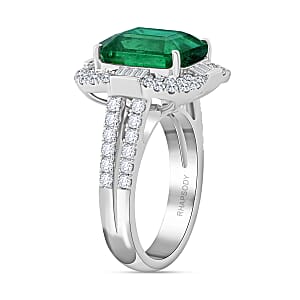 Chairman Vault Collection Certified & Appraised Rhapsody 950 Platinum AAAA Ethiopian Emerald and E-F VS Diamond Ring (Size 7.0) 11.92 Grams 8.00 ctw