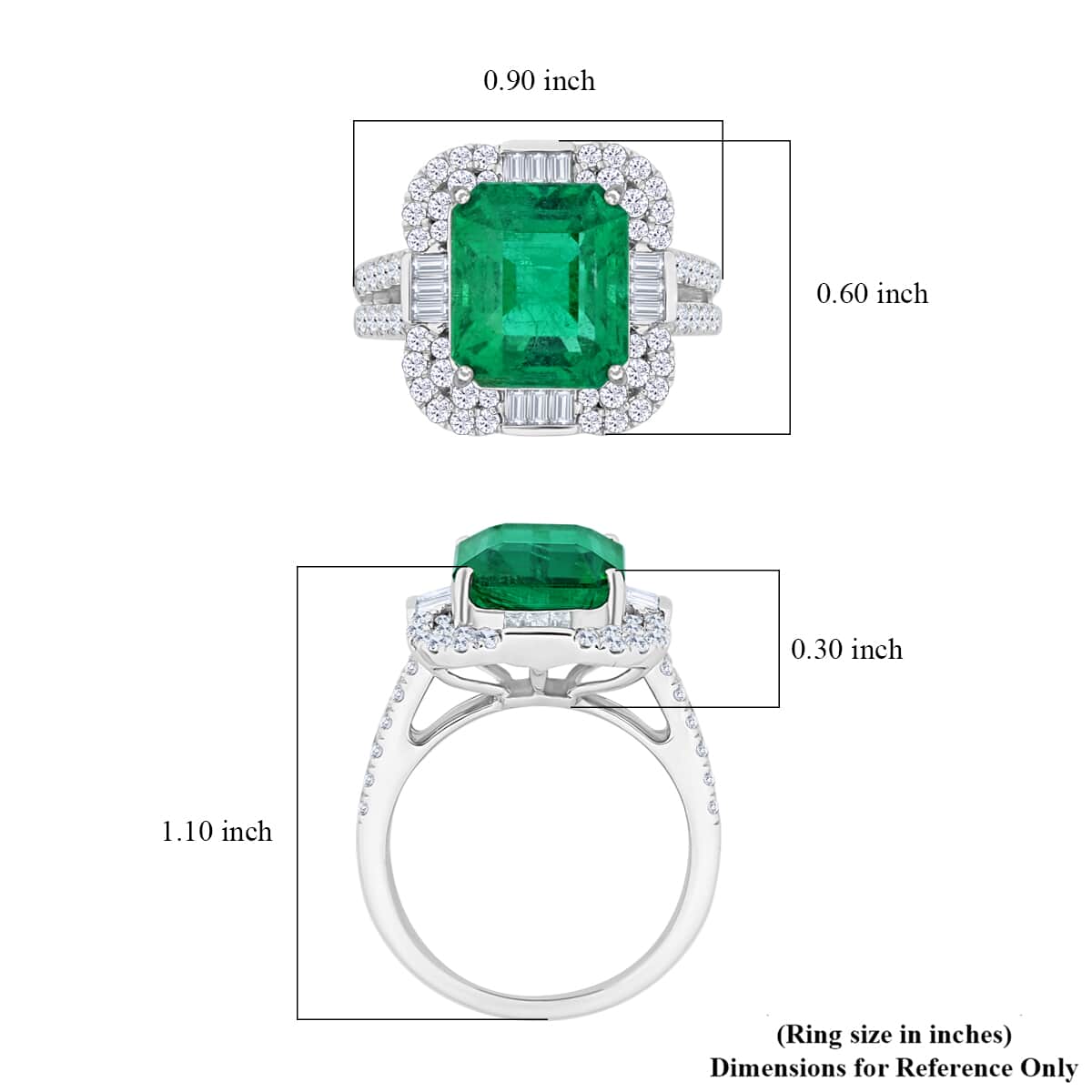 Chairman Vault Collection Certified & Appraised Rhapsody 950 Platinum AAAA Ethiopian Emerald and E-F VS Diamond Ring (Size 7.0) 11.92 Grams 8.00 ctw image number 3