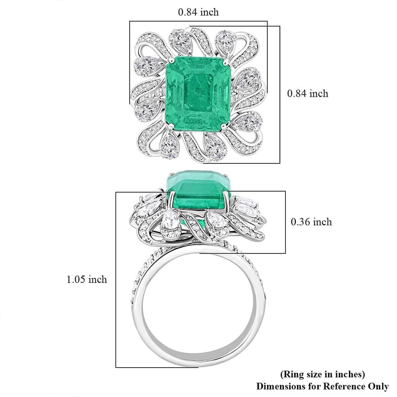 Certified and Appraised Rhapsody AAAA Ethiopian Emerald, Diamond Ring in 950 Platinum 9.30 ctw (Size 6.0)