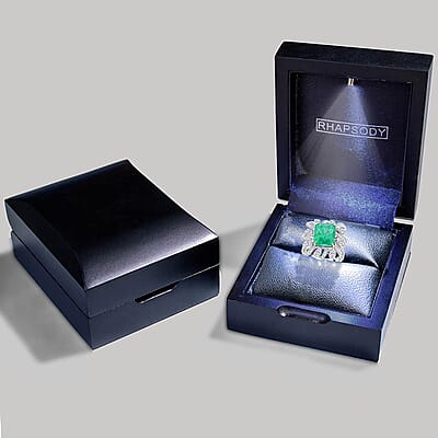 Certified and Appraised Rhapsody AAAA Ethiopian Emerald, Diamond Ring in 950 Platinum 9.30 ctw (Size 6.0)