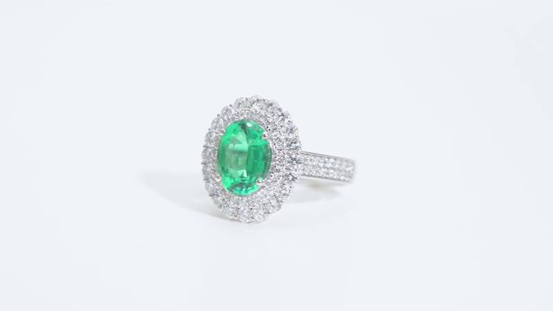 Chairman Vault Collection Certified & Appraised Rhapsody 950 Platinum AAAA Ethiopian Emerald, Diamond (E-F, VS) (1.36 cts) Ring (Size 7.0) (10.35 g) 3.75 ctw