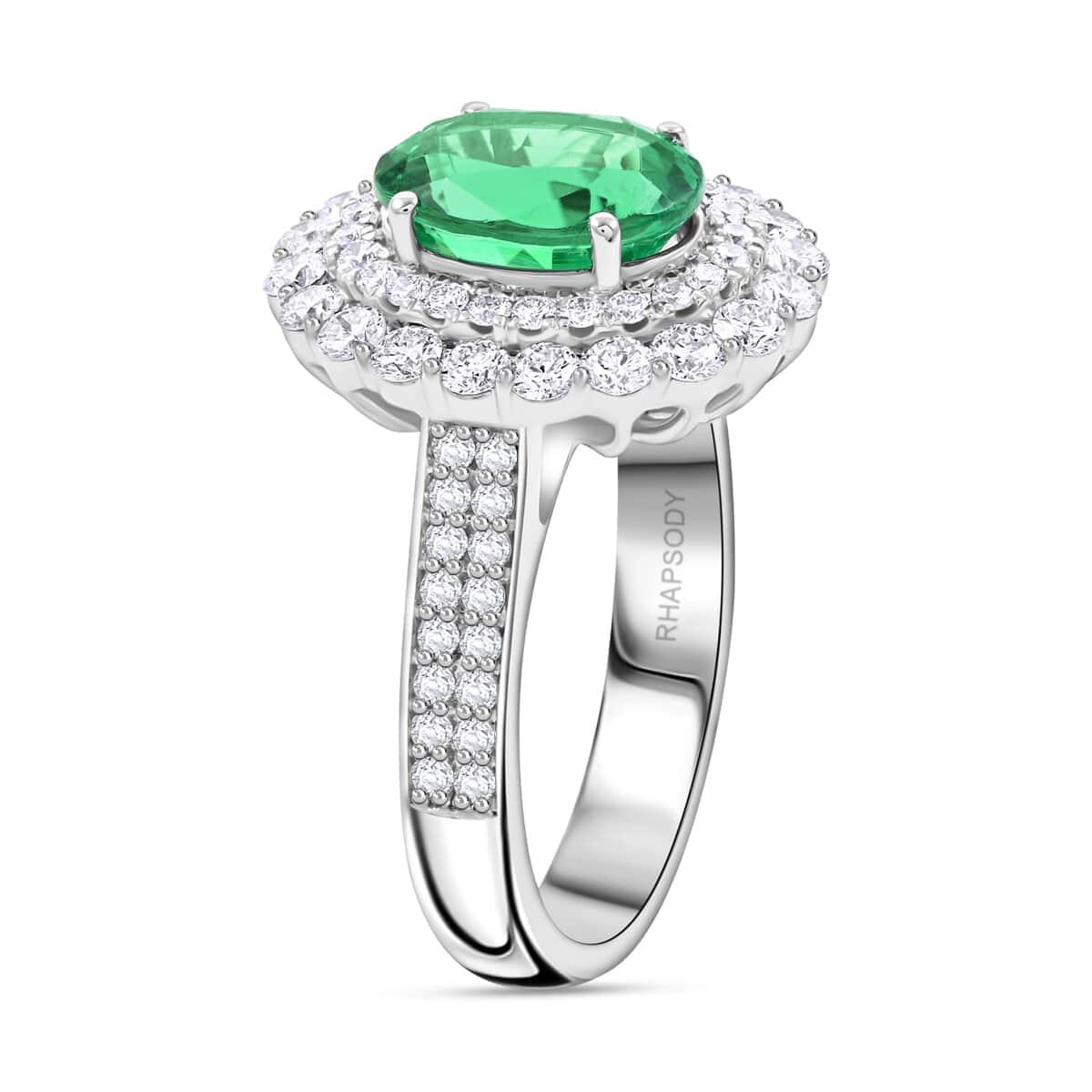 Chairman Vault Collection Certified & Appraised Rhapsody 950 Platinum AAAA Ethiopian Emerald and E-F VS Diamond Ring (Size 7.0) 10.35 Grams 3.75 ctw image number 2