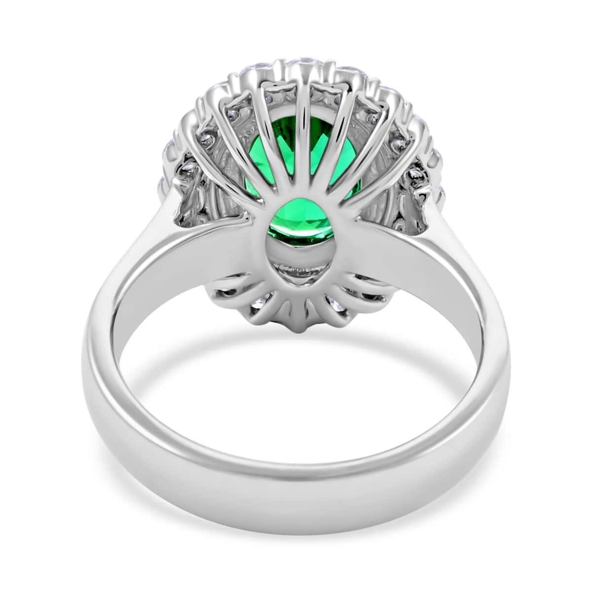 Chairman Vault Collection Certified & Appraised Rhapsody 950 Platinum AAAA Ethiopian Emerald and E-F VS Diamond Ring (Size 7.0) 10.35 Grams 3.75 ctw image number 3
