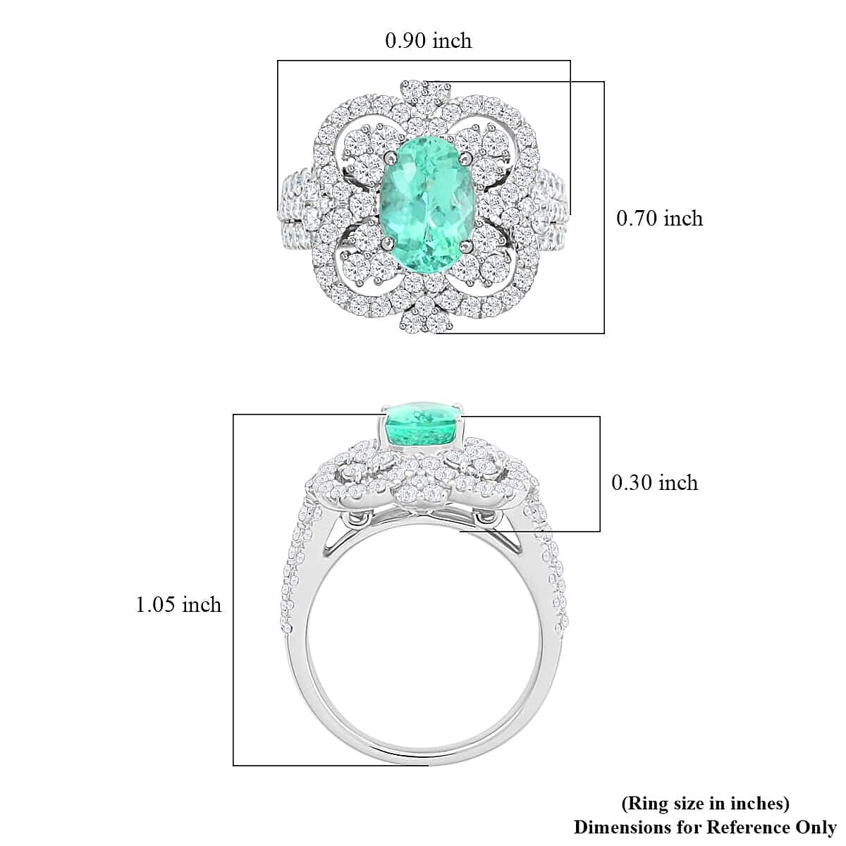 Certified & Appraised Chairman’s Signature Collection Rhapsody 950 Platinum AAAA Paraiba Tourmaline and E-F VS Diamond Ring (Size 7.0) 14.64 Grams 3.90 ctw
