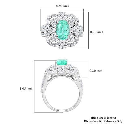 Certified & Appraised Chairman’s Signature Collection Rhapsody 950 Platinum AAAA Paraiba Tourmaline and E-F VS Diamond Ring (Size 7.0) 14.64 Grams 3.90 ctw