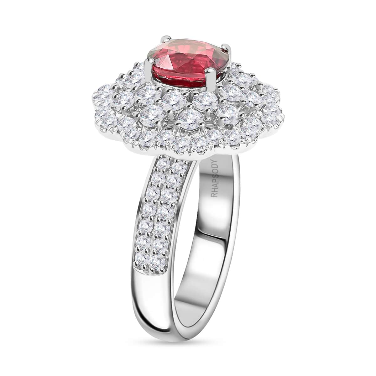 Chairman Vault Collection Certified & Appraised Rhapsody 950 Platinum AAAA Montepuez Ruby and E-F VS Diamond Ring (Size 7.0) 12.60 Grams 4.00 ctw image number 2