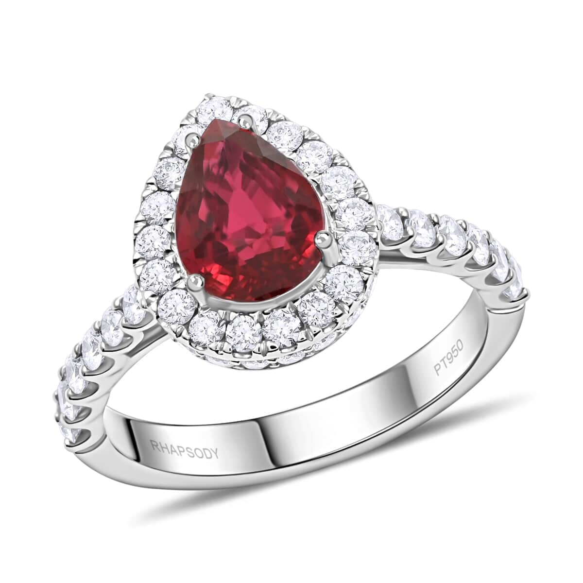 Chairman Vault Collection Certified & Appraised Rhapsody 950 Platinum AAAA Montepuez Ruby and E-F VS Diamond Ring (Size 7.0) 6.30 Grams 3.40 ctw image number 0