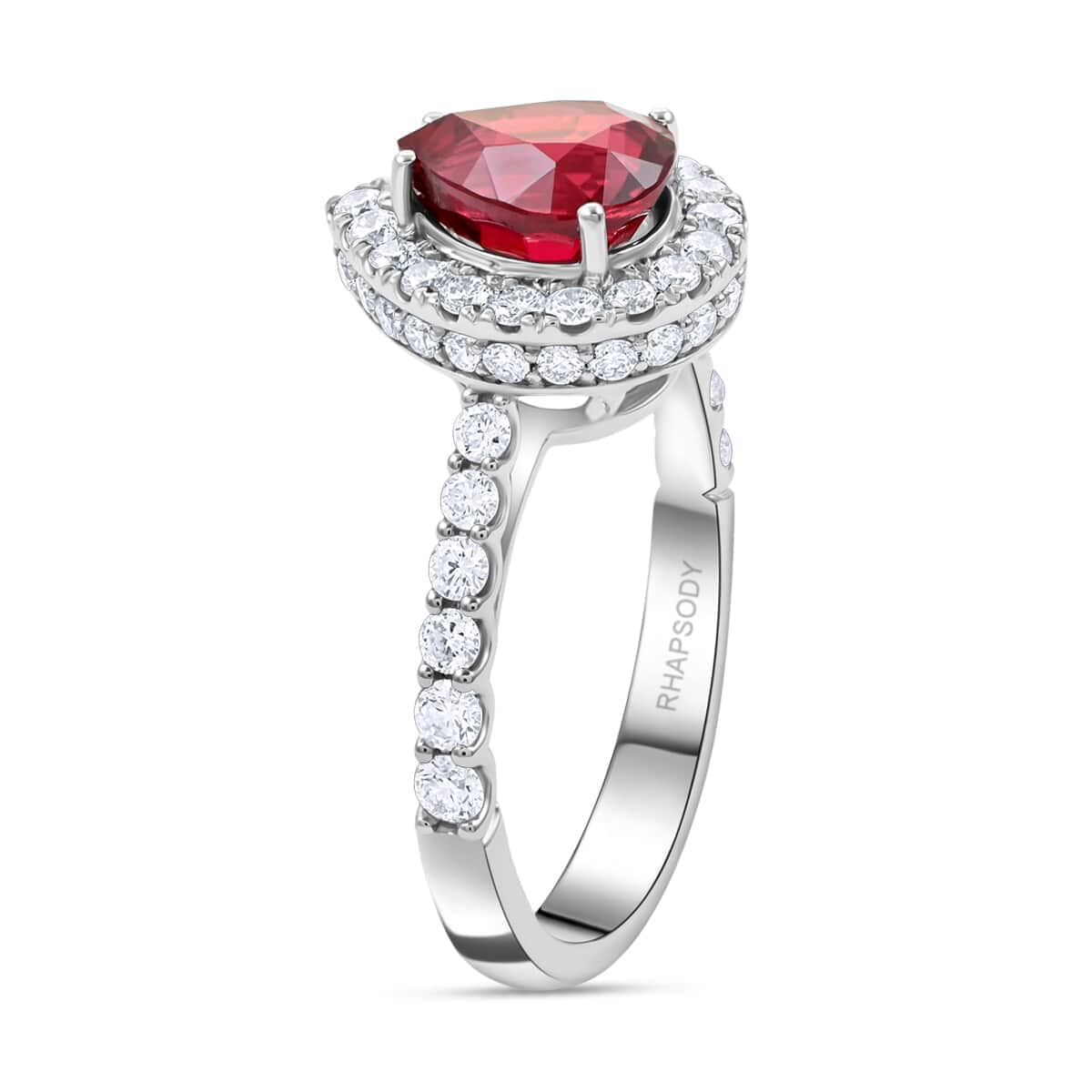 Chairman Vault Collection Certified & Appraised Rhapsody 950 Platinum AAAA Montepuez Ruby and E-F VS Diamond Ring (Size 7.0) 6.30 Grams 3.40 ctw image number 2