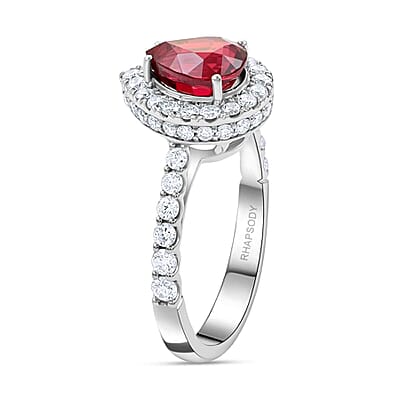 Chairman Vault Collection Certified & Appraised Rhapsody 950 Platinum AAAA Montepuez Ruby and E-F VS Diamond Ring (Size 7.0) 6.30 Grams 3.40 ctw