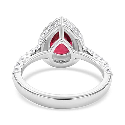 Chairman Vault Collection Certified & Appraised Rhapsody 950 Platinum AAAA Montepuez Ruby and E-F VS Diamond Ring (Size 7.0) 6.30 Grams 3.40 ctw